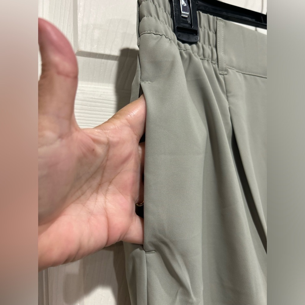 Beyond Yoga Women's Large Status Wide Leg Trouser Grey Sage Green NWT - Picture 5 of 8